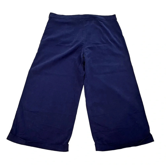 NWOT J Peterman Navy Wide Leg Cropped Nautical Cuffed Sailor Pants 12 - Picture 3 of 11